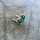 Large Emerald Studs - Green Oval Earrings, Silver Emerald Earrings