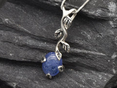 Tanzanite Pendant, Natural Tanzanite, December Birthstone, Blue Flower Pendant, Floral Pendant, Rose Pendant, Layering Necklace, 925 Silver