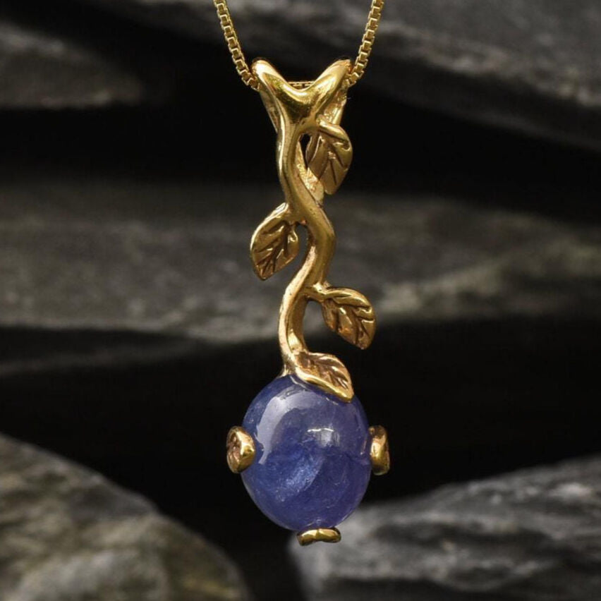 Tanzanite Pendant, Natural Tanzanite, December Birthstone, Blue Flower Pendant, Floral Pendant, Rose Pendant, Layering Necklace, 925 Silver(1)