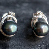 Artistic Black Pearl Earrings - Genuine Black Pearl Earrings - Statement Black Pearl Studs