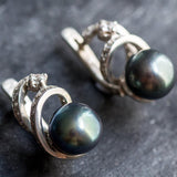 Artistic Black Pearl Earrings - Genuine Black Pearl Earrings - Statement Black Pearl Studs