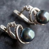 Artistic Black Pearl Earrings - Genuine Black Pearl Earrings - Statement Black Pearl Studs