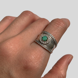 Elegant 925 Sterling Silver Natural Emerald Ring with Round Green Emerald, perfect for May birthdays and special occasions.