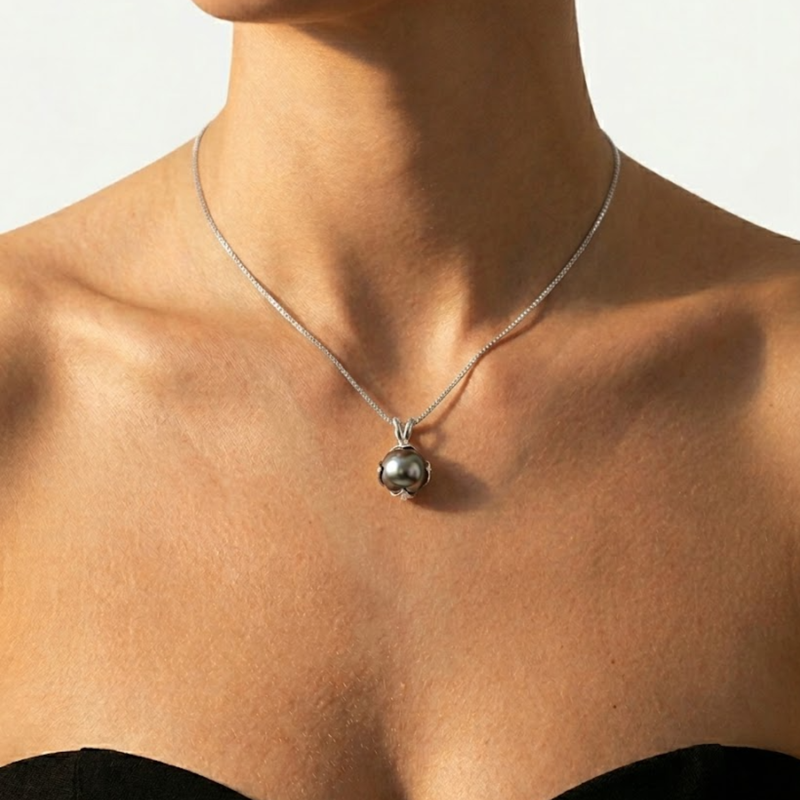Elegant 925 Sterling Silver Natural Pearl Pendant, prong set white pearl, symbolizing purity, ideal for birthdays and daily wear.