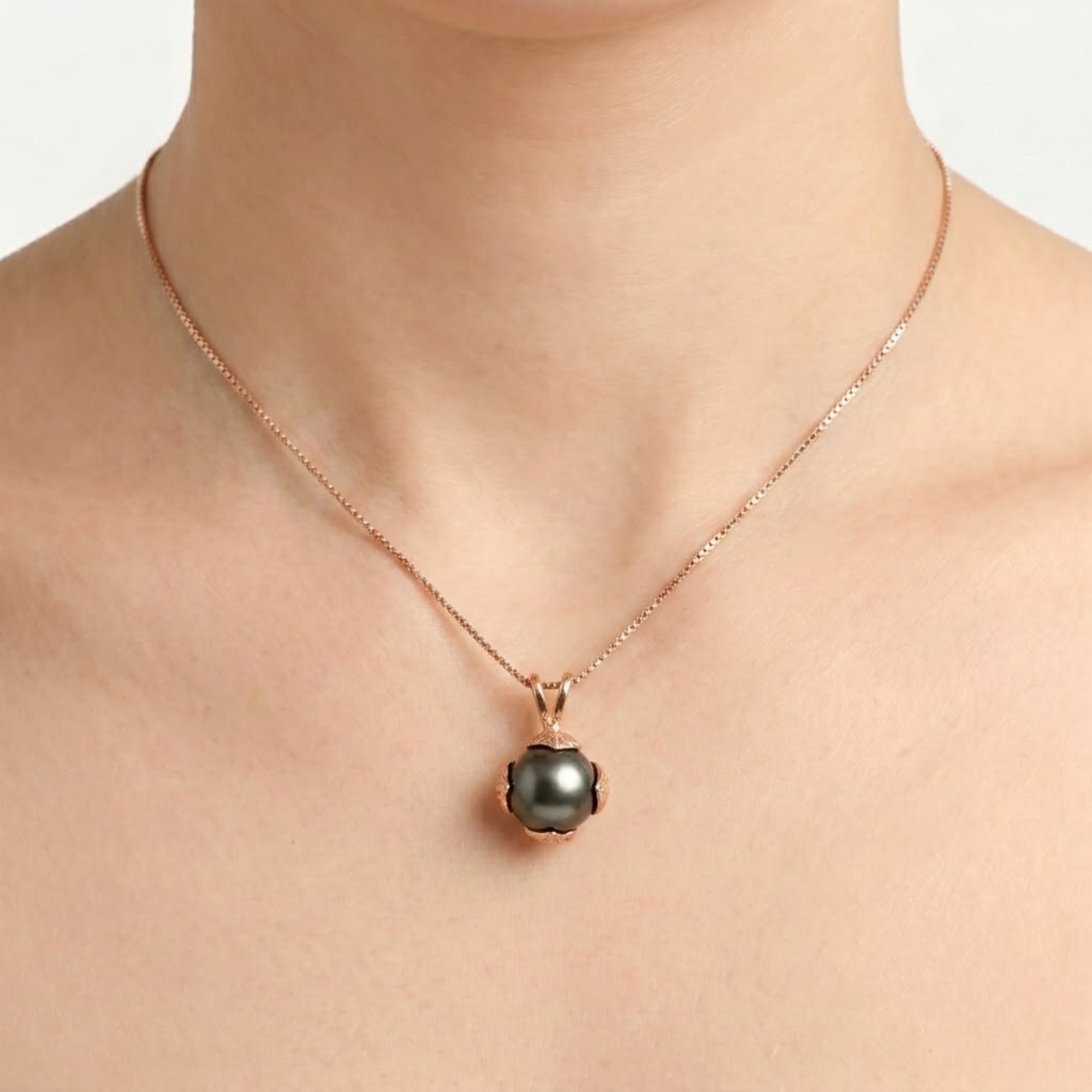 Elegant Rose Gold Vermeil Pearl Pendant, perfect for everyday wear and meaningful birthday gifts. A symbol of purity.