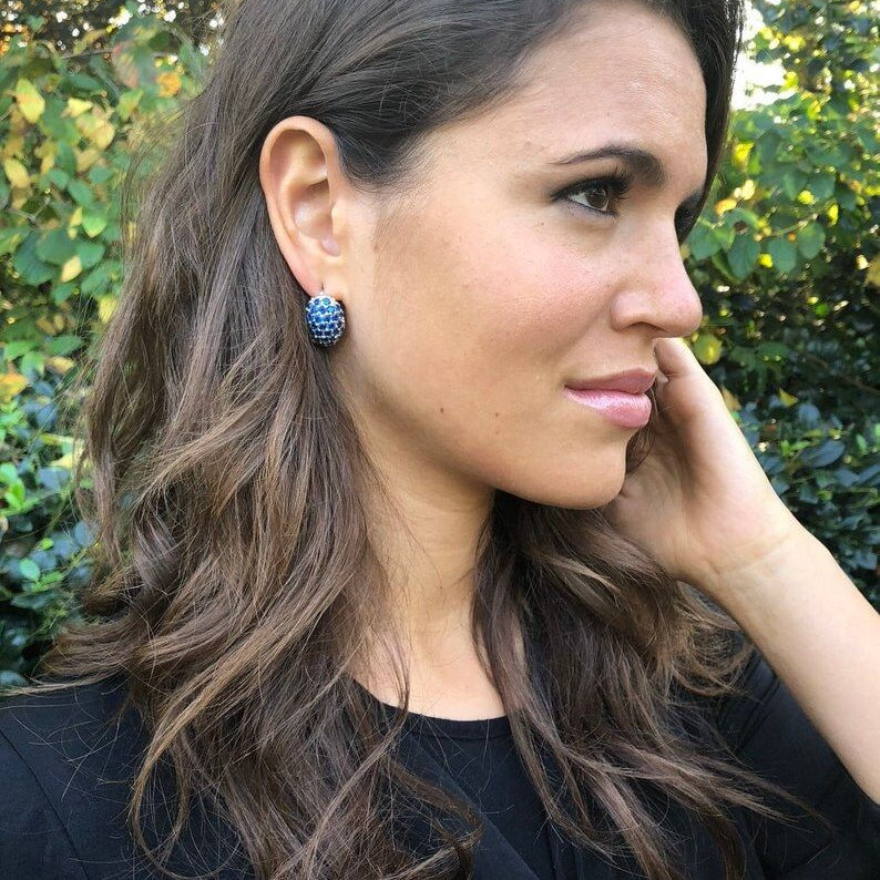 Elegant 925 Sterling Silver Earrings featuring Round Natural Blue Sapphire, perfect for birthdays and everyday wear.