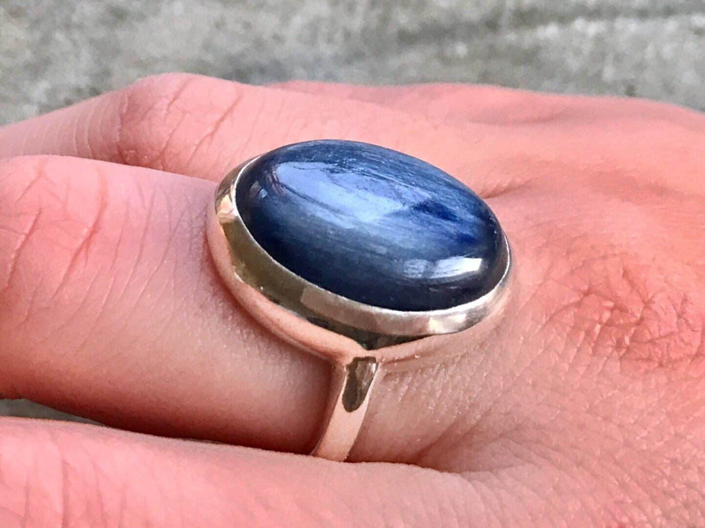 Kyanite Ring, Blue Kyanite, Natural Kyanite, Blue Kyanite Ring, Large Stone Ring, African Kyanite, Vintage Ring, Solid Silver Ring, Kyanite