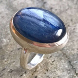 Kyanite Ring, Blue Kyanite, Natural Kyanite, Blue Kyanite Ring, Large Stone Ring, African Kyanite, Vintage Ring, Solid Silver Ring, Kyanite