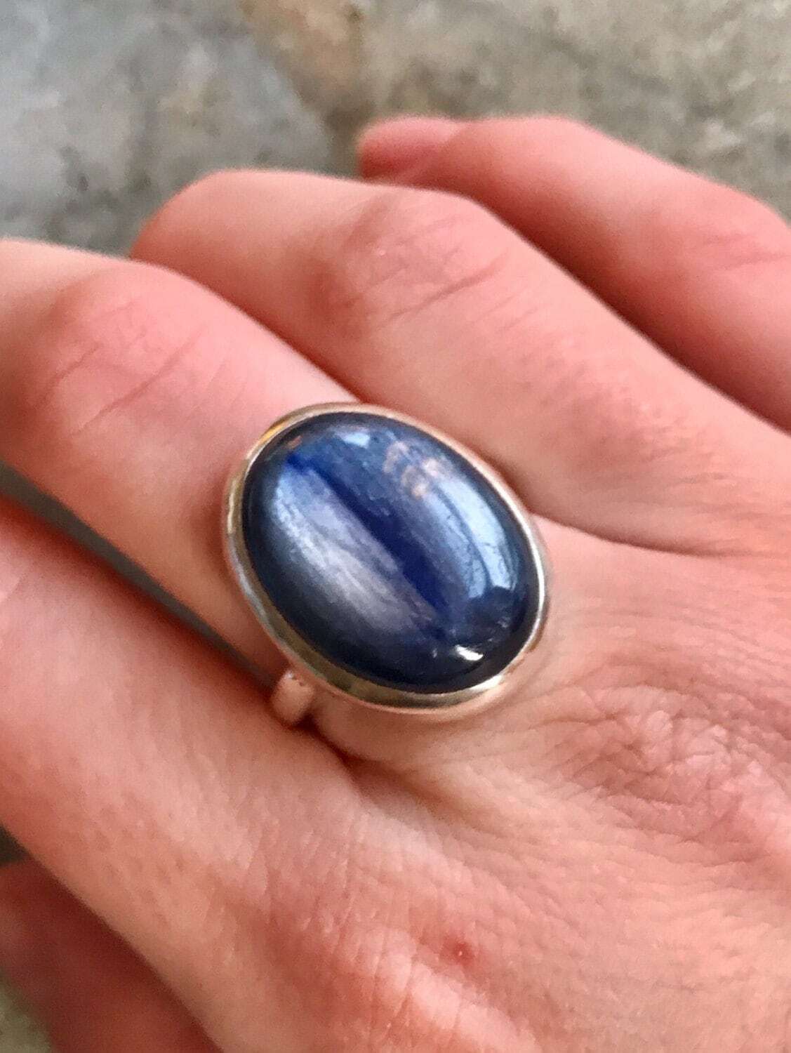 Kyanite Ring, Blue Kyanite, Natural Kyanite, Blue Kyanite Ring, Large Stone Ring, African Kyanite, Vintage Ring, Solid Silver Ring, Kyanite