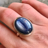 Kyanite Ring, Blue Kyanite, Natural Kyanite, Blue Kyanite Ring, Large Stone Ring, African Kyanite, Vintage Ring, Solid Silver Ring, Kyanite