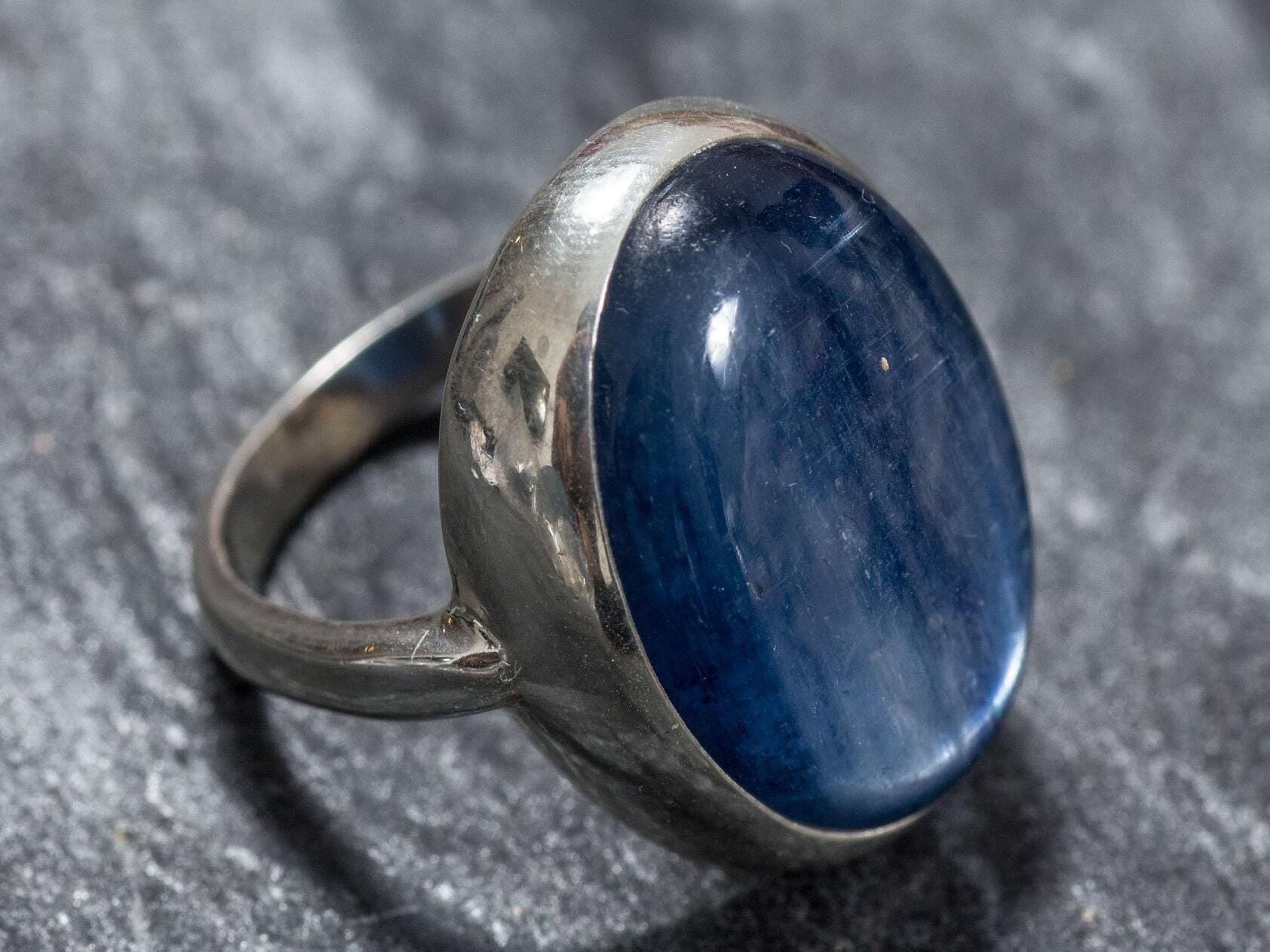 Kyanite Ring, Blue Kyanite, Natural Kyanite, Blue Kyanite Ring, Large Stone Ring, African Kyanite, Vintage Ring, Solid Silver Ring, Kyanite