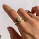 Natural Pearl Ring in 18k Gold Vermeil, featuring White Pearl in Bezel setting, ideal birthday gift and daily wear.