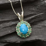 Turquoise Necklace - Natural Turquoise Pendant - Emerald Flower Necklace