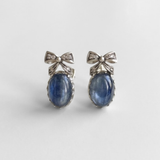 Kyanite Earrings - Blue Ribbon Earrings - Vintage Drop Earrings