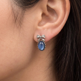 Kyanite Earrings - Blue Ribbon Earrings - Vintage Drop Earrings