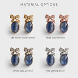 Kyanite Earrings - Blue Ribbon Earrings - Vintage Drop Earrings