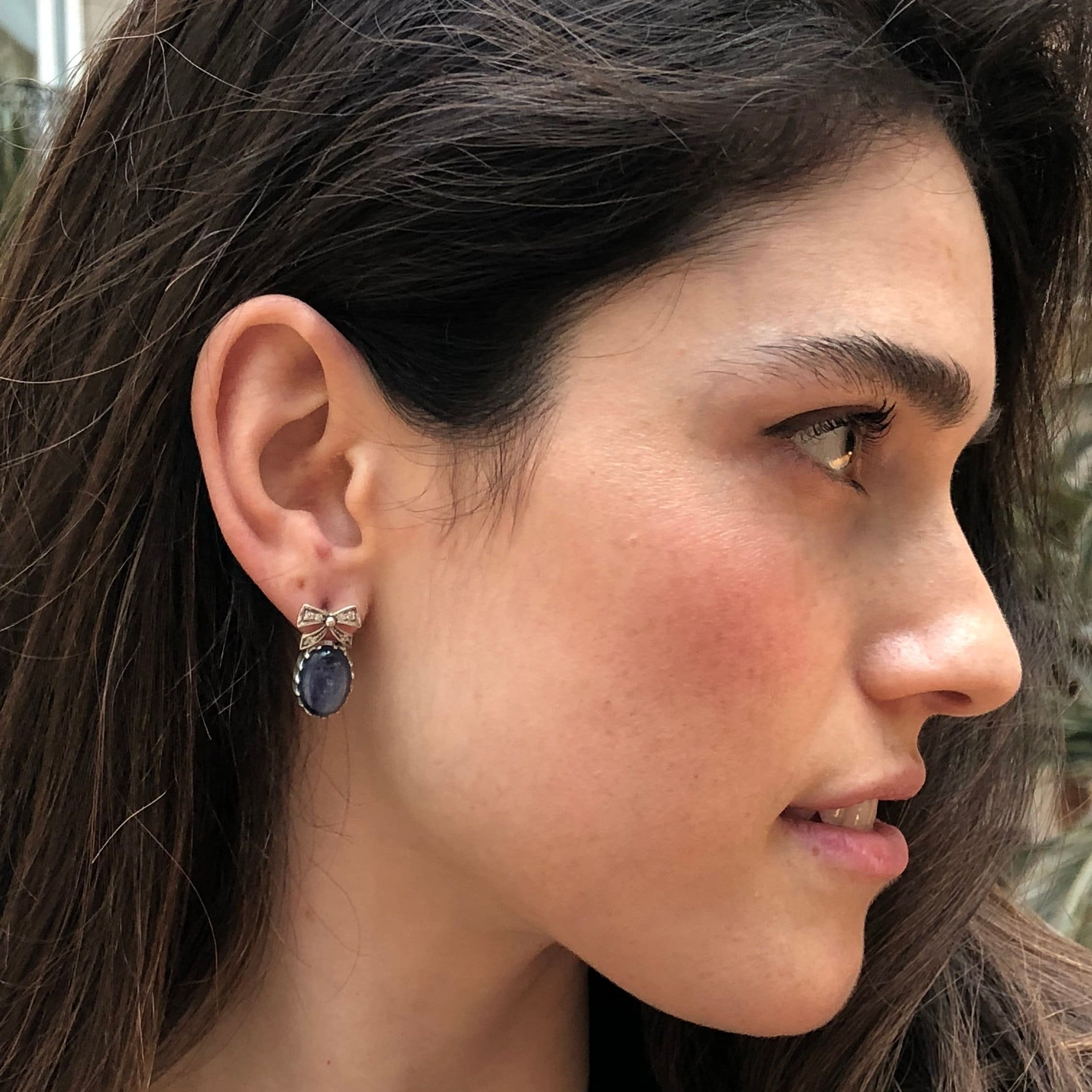 Ribbon Earrings, Kyanite Earrings, Blue Kyanite, Natural Kyanite, Blue Kyanite Earrings, Vintage Earrings, Solid Silver, Kyanite, Vintage