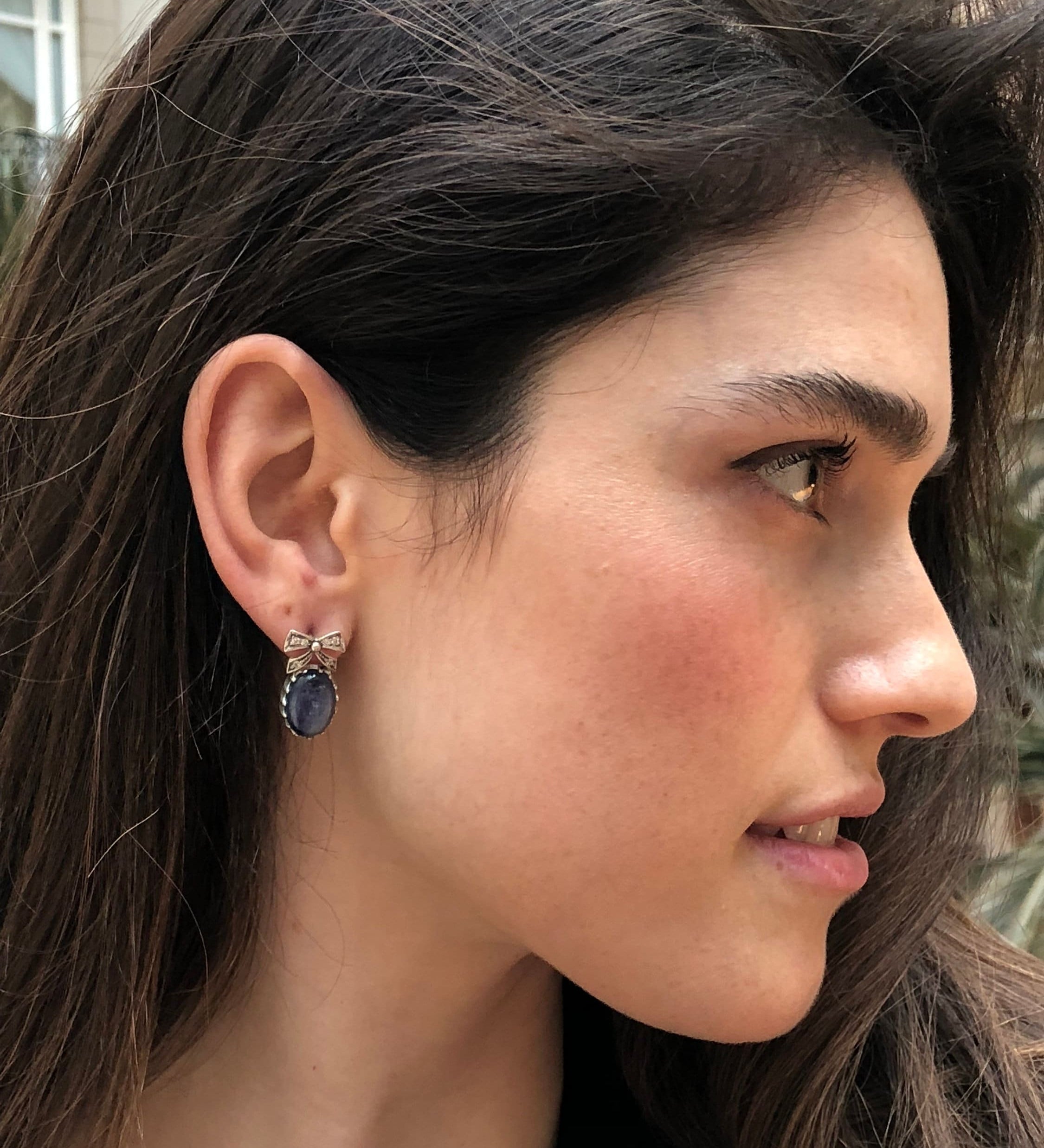 Ribbon Earrings, Kyanite Earrings, Blue Kyanite, Natural Kyanite, Blue Kyanite Earrings, Vintage Earrings, Solid Silver, Kyanite, Vintage