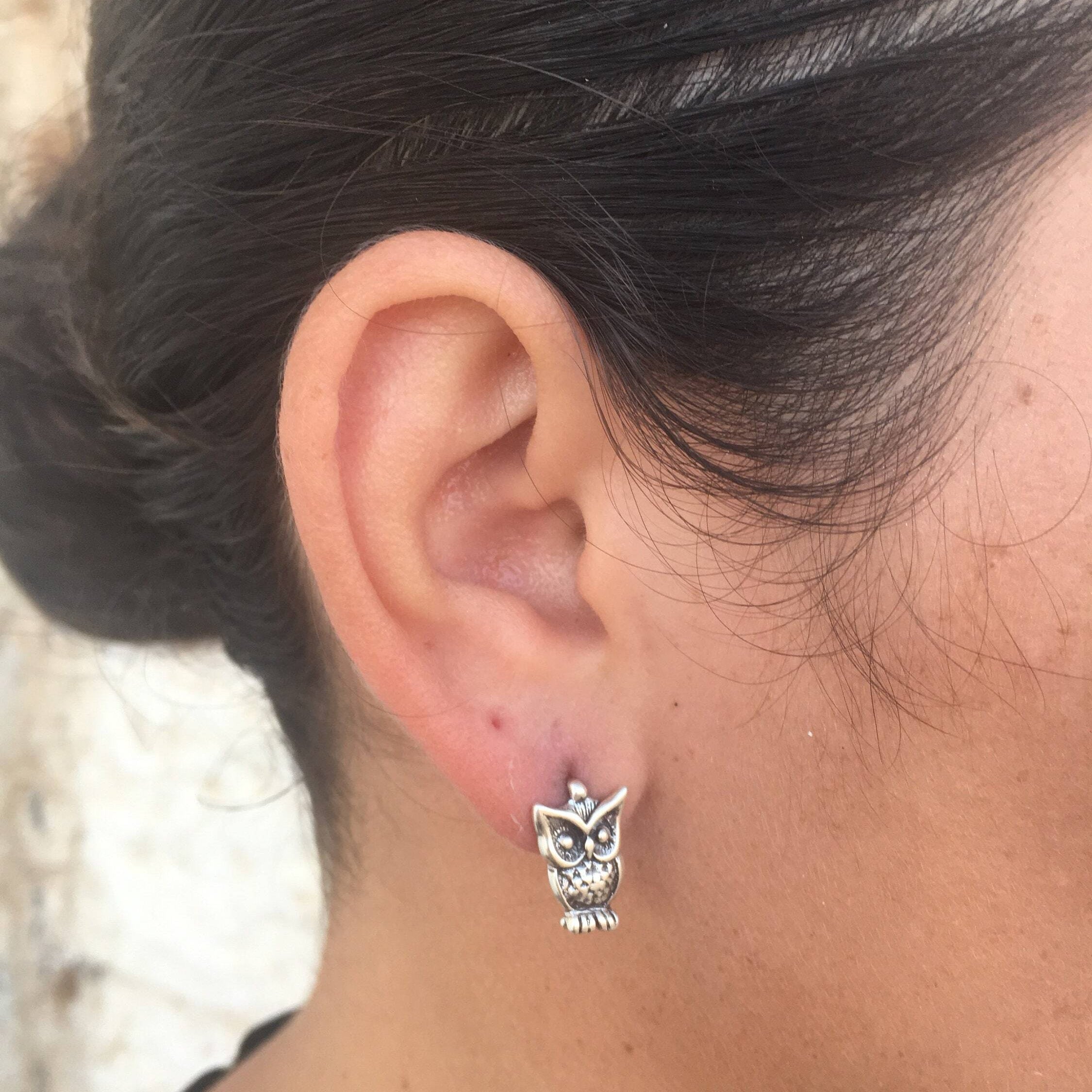 Owl Earrings, Animal Earrings, Bird Earrings, Silver Owl, Wise Earrings, Artistic Earrings, Silver Owl Earrings, Solid Silver, Stud Earrings