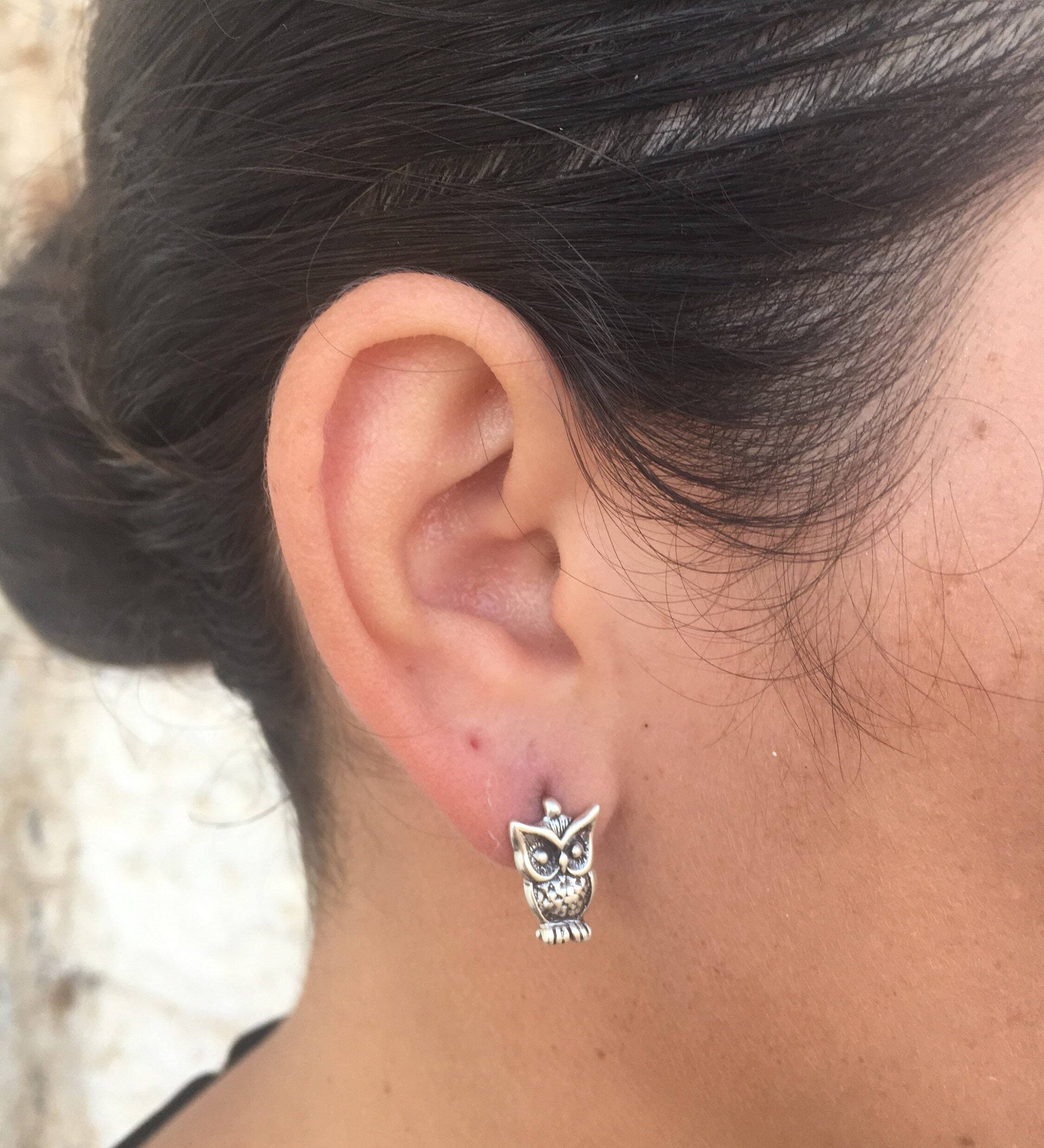 Owl Earrings, Animal Earrings, Bird Earrings, Silver Owl, Wise Earrings, Artistic Earrings, Silver Owl Earrings, Solid Silver, Stud Earrings