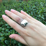 Modern Signet Ring - Statement Silver Ring - Curved Plate Ring