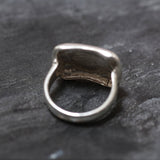 Modern Signet Ring - Statement Silver Ring - Curved Plate Ring