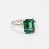 Crafted in 925 Sterling Silver, this Created Emerald Ring is a beautiful May birthstone gift for daily wear and celebrations.