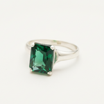 Stylish Created Emerald Ring in 925 Sterling Silver, a stunning May birthstone gift for any special event or casual wear.