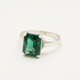 Stylish Created Emerald Ring in 925 Sterling Silver, a stunning May birthstone gift for any special event or casual wear.