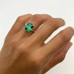 Emerald Ring in 925 Sterling Silver, featuring a stunning Created Emerald, perfect for birthdays and special occasions.