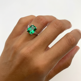Emerald Ring in 925 Sterling Silver, featuring a stunning Created Emerald, perfect for birthdays and special occasions.