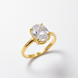 Gold Diamond Ring - Sparkly Solitaire Ring - Diamond Engagement Ring made in 18k Gold Vermeil. Ideal for everyday wear and perfect for birthday gifting and special occasions.