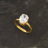 Gold Diamond Ring - Sparkly Solitaire Ring - Diamond Engagement Ring