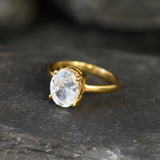 Gold Diamond Ring - Sparkly Solitaire Ring - Diamond Engagement Ring