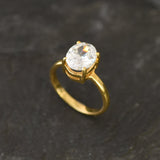 Gold Diamond Ring - Sparkly Solitaire Ring - Diamond Engagement Ring