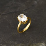 Gold Diamond Ring - Sparkly Solitaire Ring - Diamond Engagement Ring