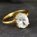 Gold Diamond Ring - Sparkly Solitaire Ring - Diamond Engagement Ring