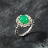 Chrysoprase Ring - Green Flower Ring - Vintage Cocktail Ring