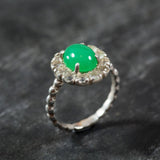 Chrysoprase Ring - Green Flower Ring - Vintage Cocktail Ring