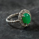 Chrysoprase Ring - Green Flower Ring - Vintage Cocktail Ring