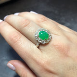 Chrysoprase Ring - Green Flower Ring - Vintage Cocktail Ring