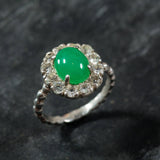 Chrysoprase Ring - Green Flower Ring - Vintage Cocktail Ring