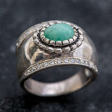 Vintage Emerald Ring, Bezel Ring, Natural Emerald Ring, Vintage Silver Ring, Wide Ring, May Birthstone Ring, Real Emerald Ring, Solid Silver (600375262)