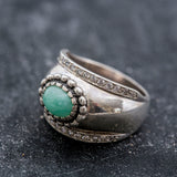 Vintage Emerald Ring, Bezel Ring, Natural Emerald Ring, Vintage Silver Ring, Wide Ring, May Birthstone Ring, Real Emerald Ring, Solid Silver (600375262)