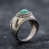 Vintage Emerald Ring, Bezel Ring, Natural Emerald Ring, Vintage Silver Ring, Wide Ring, May Birthstone Ring, Real Emerald Ring, Solid Silver (600375262)