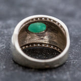 Vintage Emerald Ring, Bezel Ring, Natural Emerald Ring, Vintage Silver Ring, Wide Ring, May Birthstone Ring, Real Emerald Ring, Solid Silver (600375262)