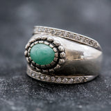 Vintage Emerald Ring, Bezel Ring, Natural Emerald Ring, Vintage Silver Ring, Wide Ring, May Birthstone Ring, Real Emerald Ring, Solid Silver (600375262)