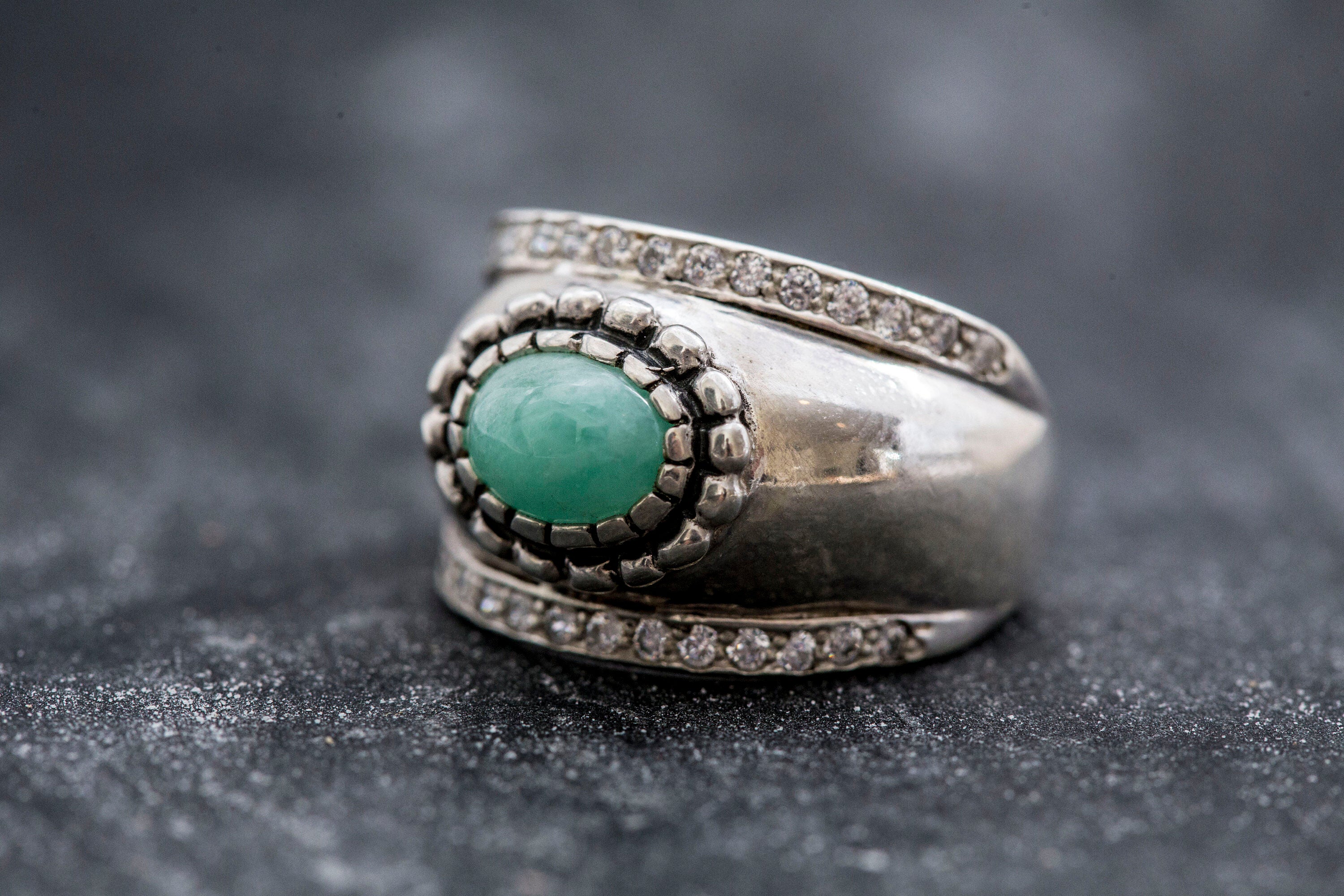 Vintage Emerald Ring, Bezel Ring, Natural Emerald Ring, Vintage Silver Ring, Wide Ring, May Birthstone Ring, Real Emerald Ring, Solid Silver (600375262)