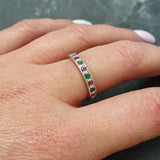 Eternity Ring, Ruby Band, Emerald Band, Birthstone Ring, Stackable Ring, Vintage Eternity Ring, Multistone Ring, Eternity Band, Silver Ring