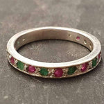 Eternity Ring, Ruby Band, Emerald Band, Birthstone Ring, Stackable Ring, Vintage Eternity Ring, Multistone Ring, Eternity Band, Silver Ring